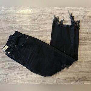 We The Free Denim Size 27 Black Distressed Women's Jeans Wide Leg ankle